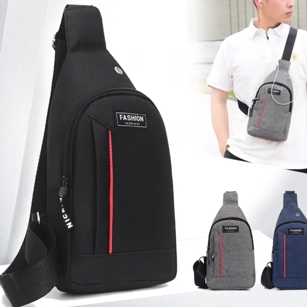 Lightweight Men's Sling Bag - Black and Gray